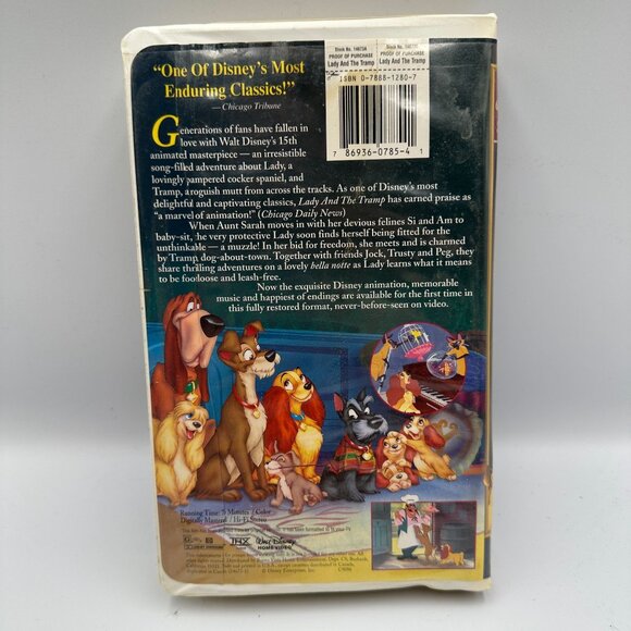 Walt Disneys Masterpiece Lady And The Tramp VHS 1998 Fully Restored THX Edition - Picture 2 of 3